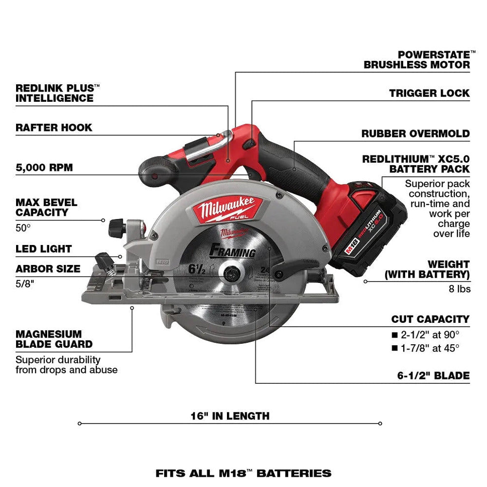 M18 FUEL 18V Lithium Ion Brushless Cordless 7 Tool Combo Kit 5.0 Ah