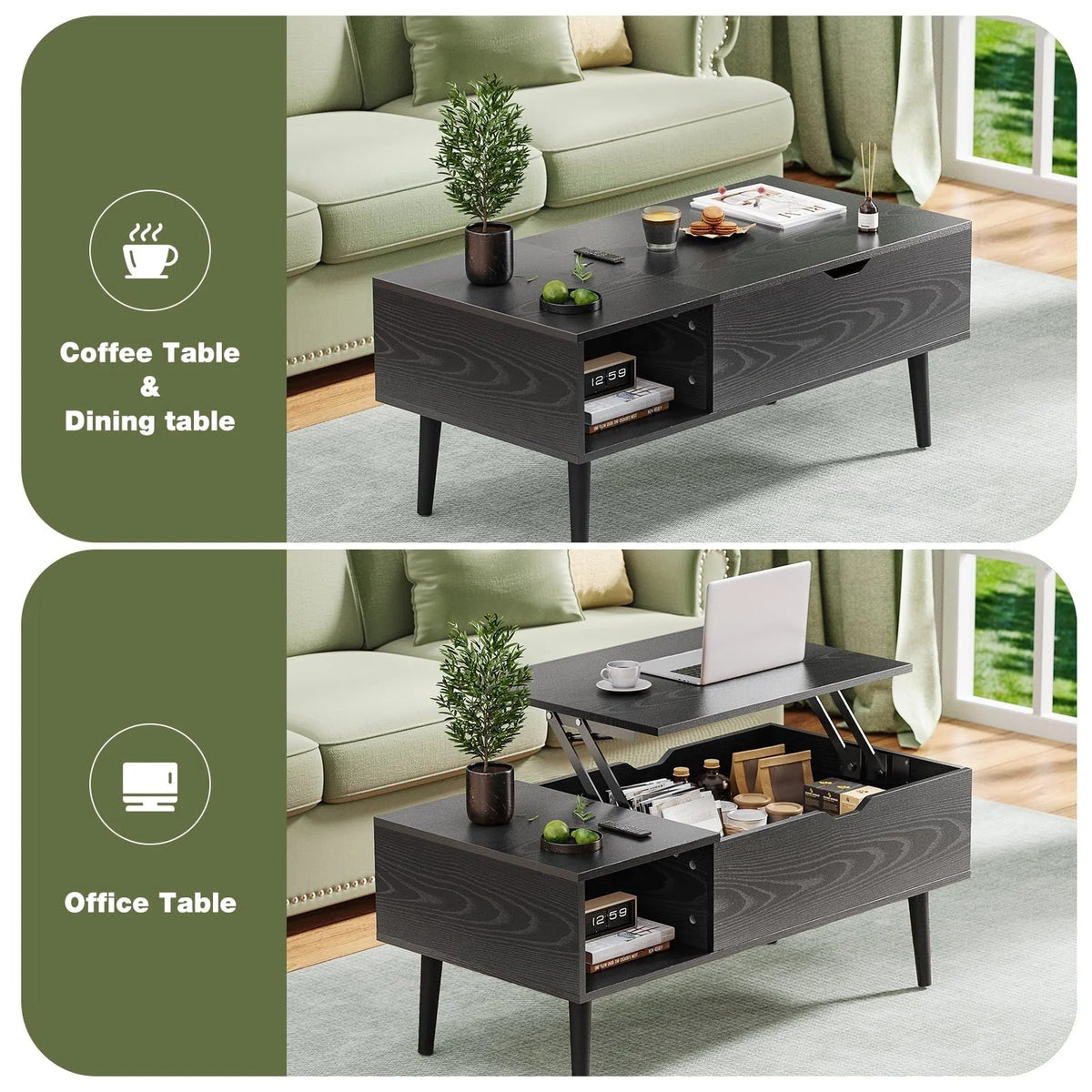 DeeHome Sweetcrispy Lift-Top Coffee Table With Hidden Storage