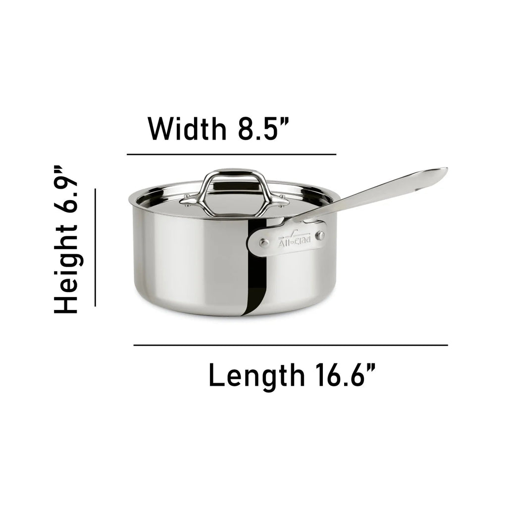 All-Clad D3 Stainless 3-Ply Bonded 3 Quart Saucepan With Lid