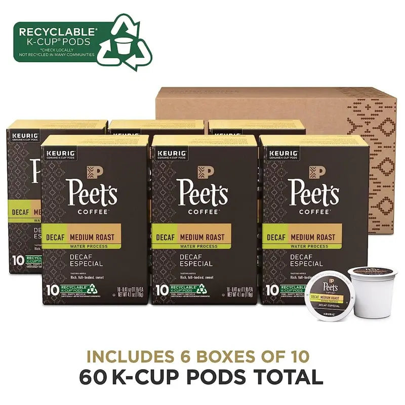 Peet's Coffee Decaf Especial Medium Roast K-Cup Pods, 60 Count - 511877