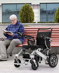 VERPAL Foldable Power Wheelchair, 25 Miles, 500W Dual Motors, 38in D x 25in W x 37in H - Silver Gray