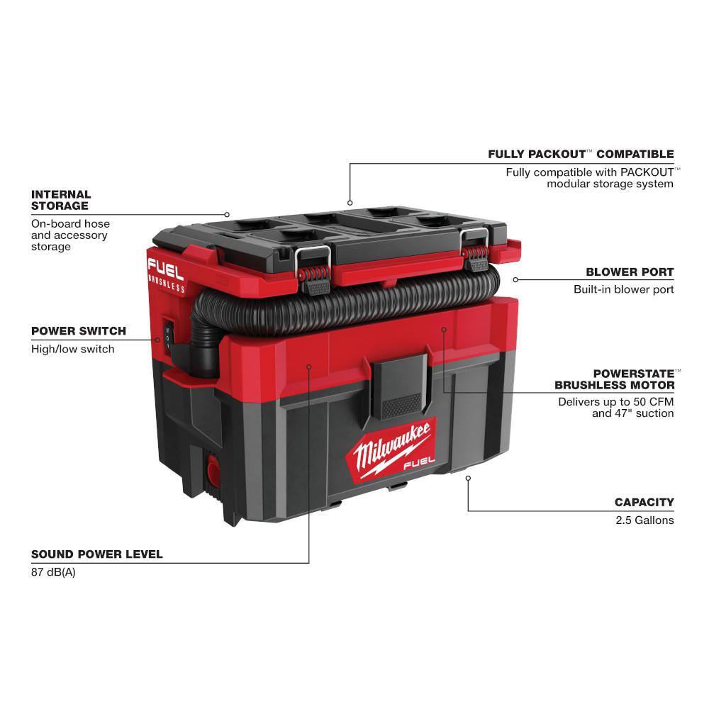 Cordless 2.5-Gallon Wet/Dry Jobsite Vacuum With Battery And Charger - 0970-20