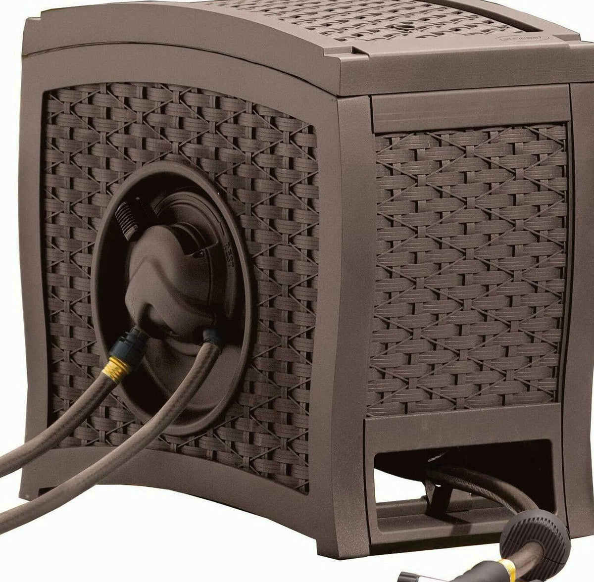 Suncast Aquawinder 125 ft Wicker Garden Hose Reel, Java