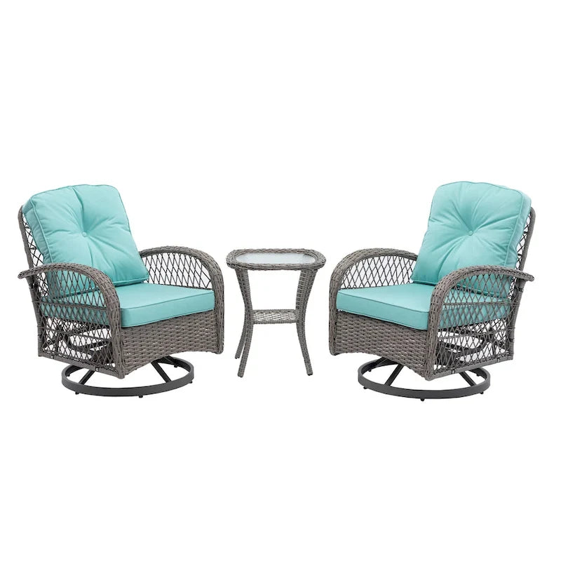 3-Piece Outdoor Swivel Rocker Patio Conversation Set - 360 Degree