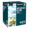 Kirkland Signature Organic Breakfast Blend Coffee K-Cup Pods, Light Roast, 120-Count, Arabica