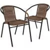 Emma + Oliver Indoor/Outdoor Stacking Rattan Patio Chairs, Set of 2, Gray