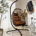 Egg-Shaped Hanging Rocking Chair With Stand, 450lbs Capacity