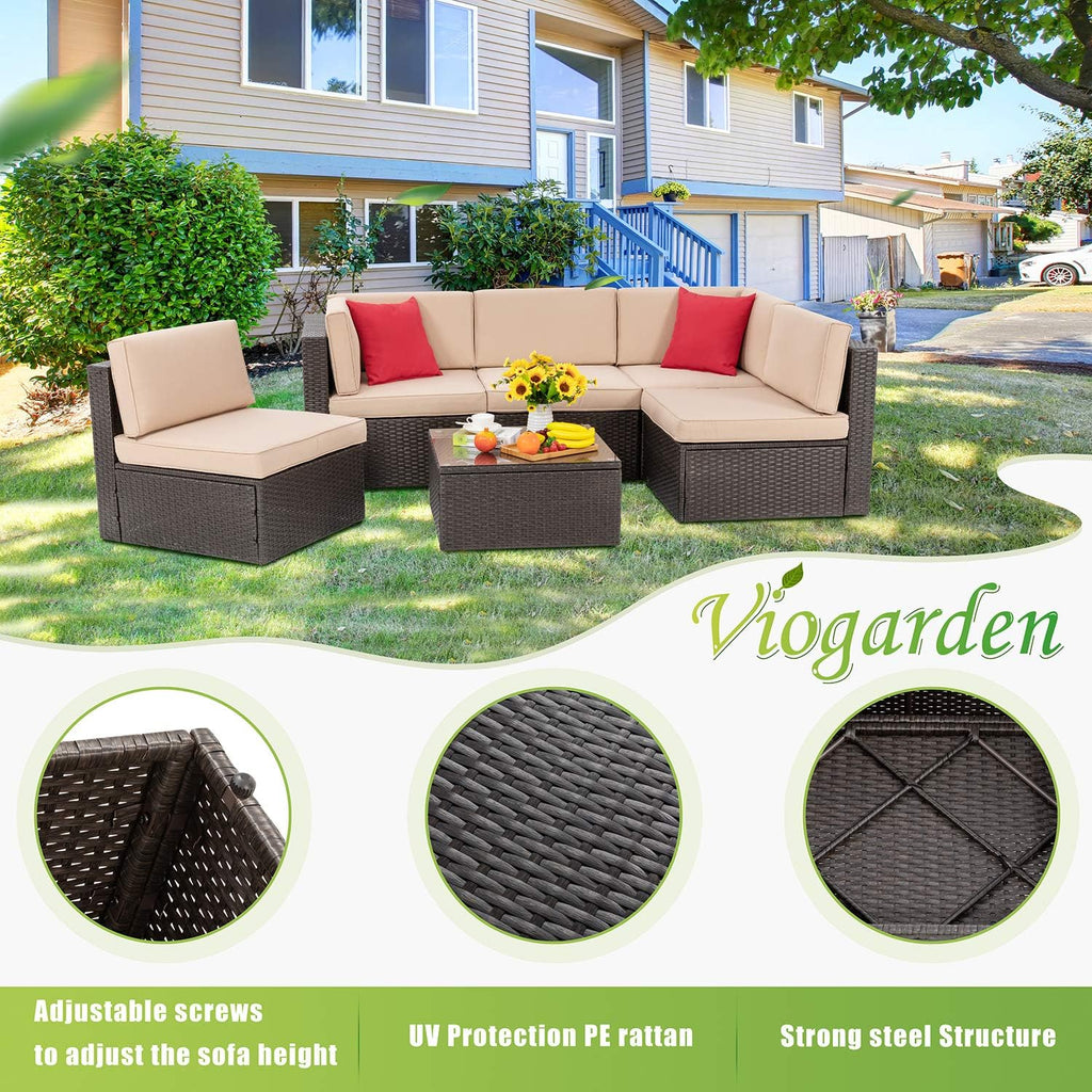 5-Piece All-Weather Wicker Patio Conversation Set With Ottoman And Cushions
