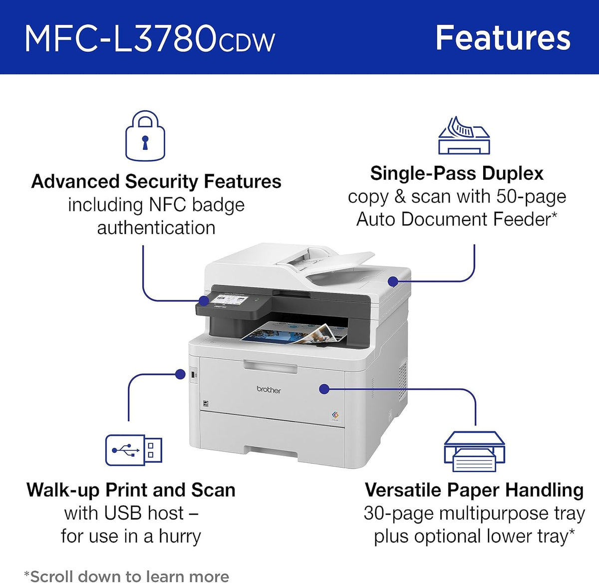 All-In-One Wireless Color Printer With Printing, Scanning, Copying And Faxing