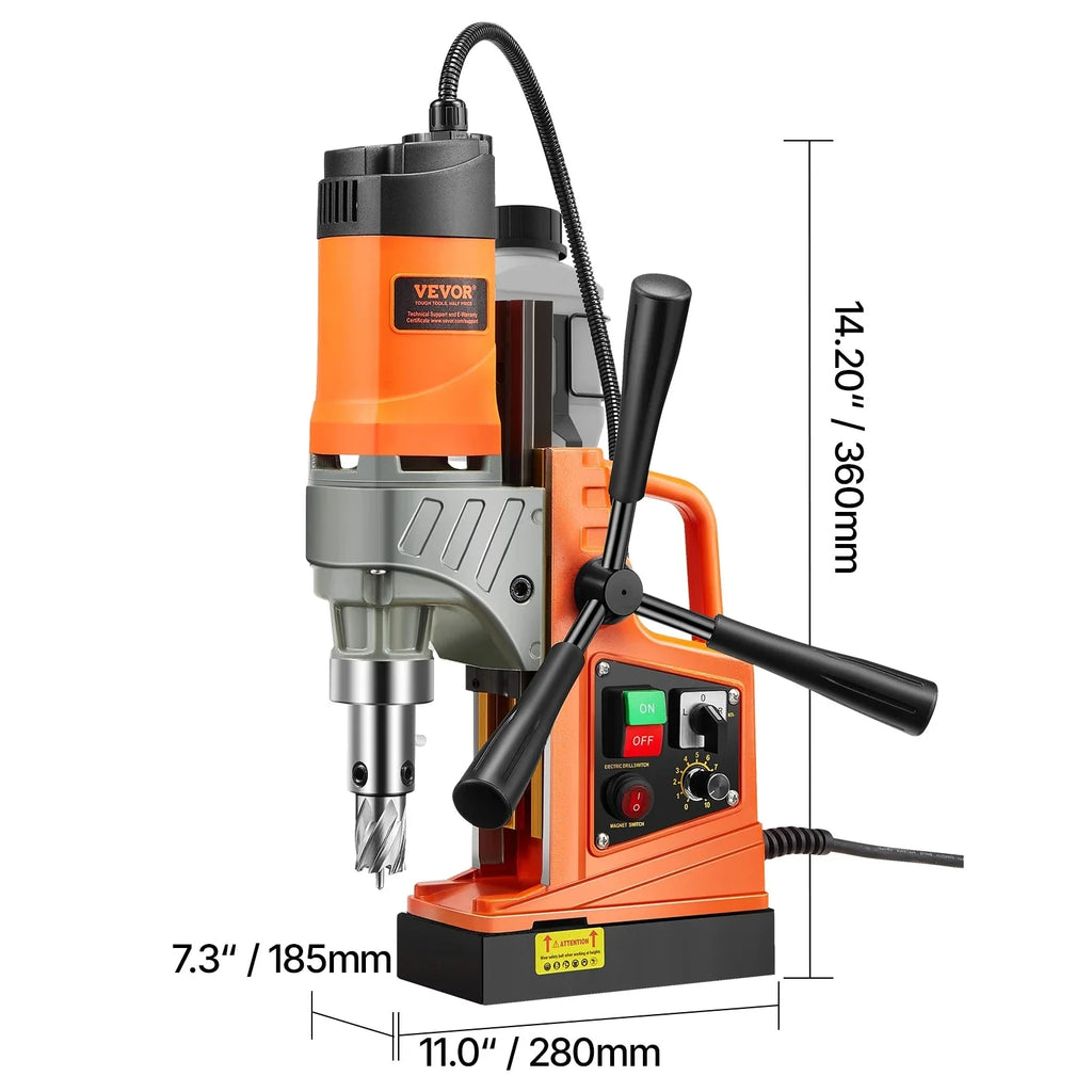 VEVOR Magnetic Drill Press 1450W, 2 in Boring Diameter, 2878 lbf, 6 Coring Bits - MDP-50
