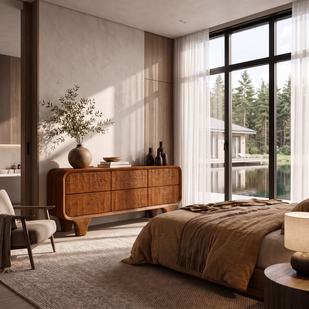 Contemporary Solid Wood Dresser With Smooth Curved Corners For Bedroom - view 3