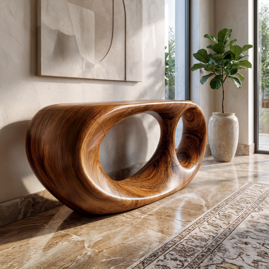 Console Table Organic Double Loop Design For Entryway - view 3