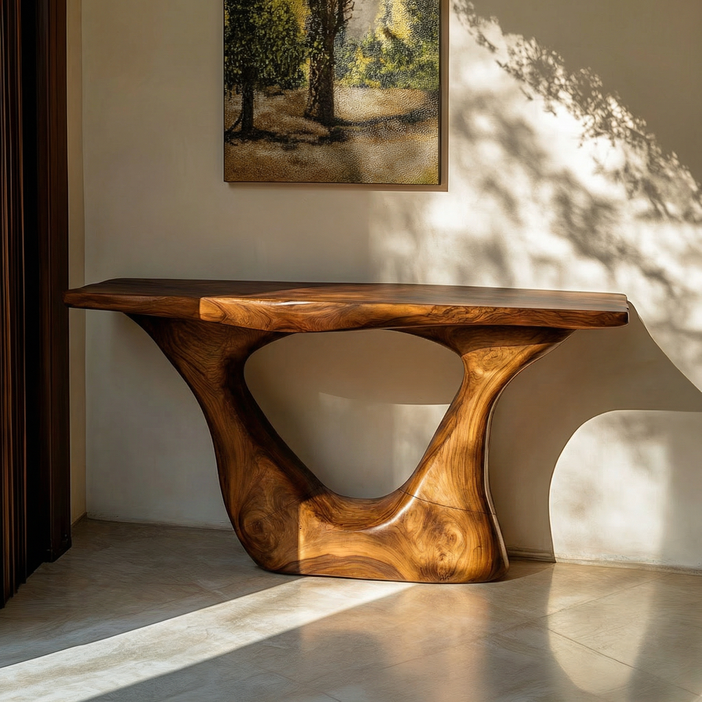 Contemporary Organic Sculptural Console Table For Entryway And Living Room Space - view 3