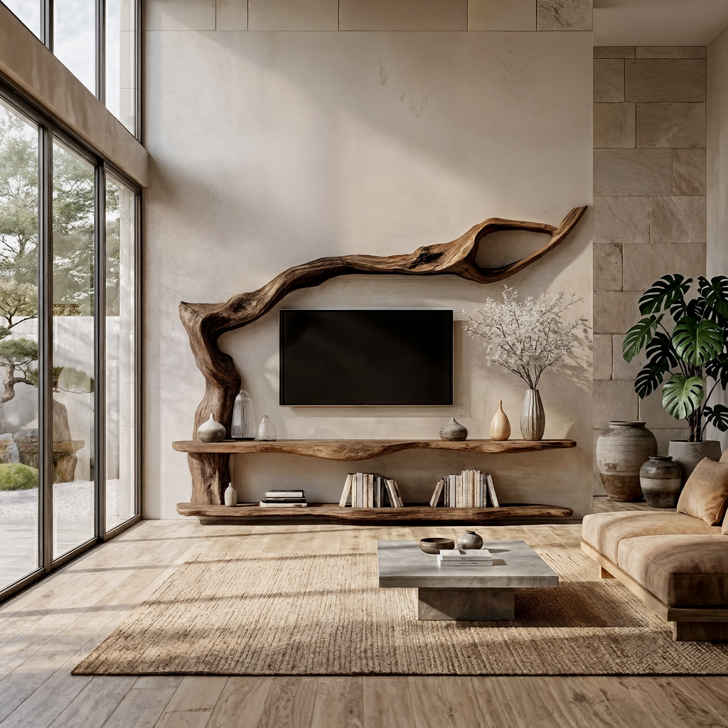 Contemporary TV Cabinet With Sculptural Tree Inspired Base For Living Room - view 3