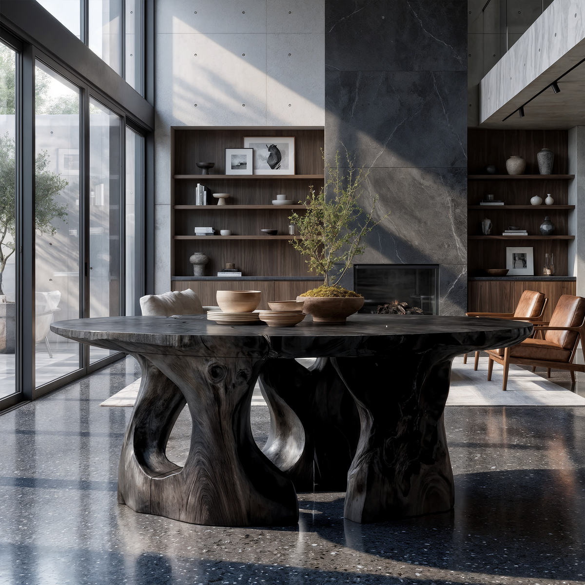Contemporary Round Dining Table With Abstract Cutout Design For Dining Room And Kitchen - view 3