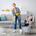 HOMCOM 9.5 Gallon Mop Bucket With Wringer Cleaning Cart, 38 Quart, Grey