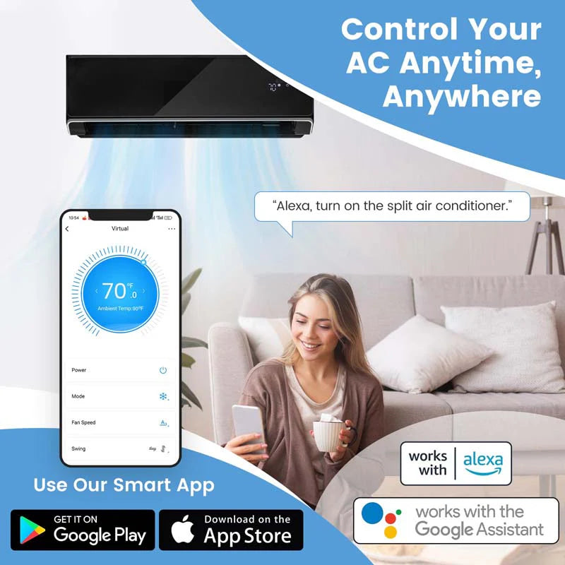 18,000 BTU 21 SEER2 208-230V WiFi Mini-Split Air Conditioner Heat Pump System