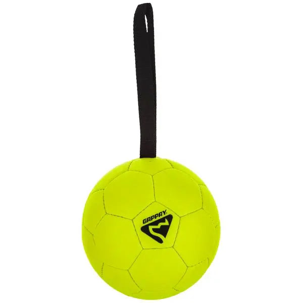Gappay Leather Soccer Ball Tug Toy With Handle, 6.25 Inch Diameter, Organic Leather