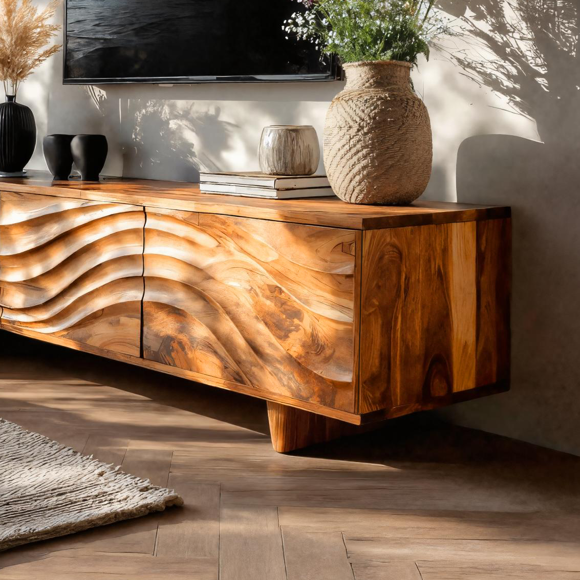 Contemporary TV Cabinet With Storage Drawers For Living