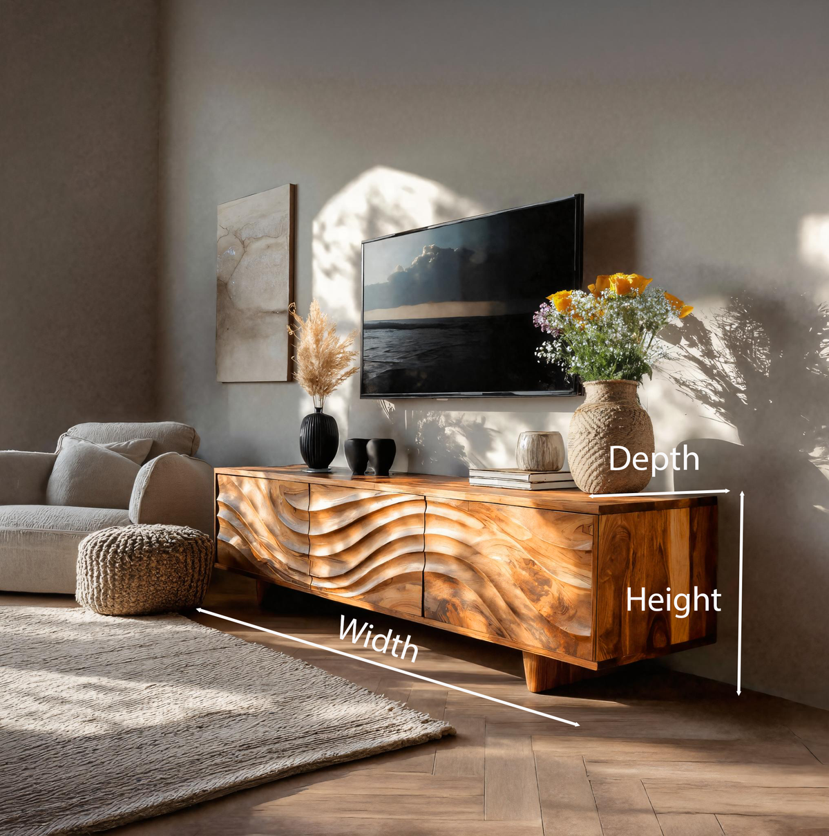 Contemporary TV Cabinet With Storage Drawers For Living - view 6