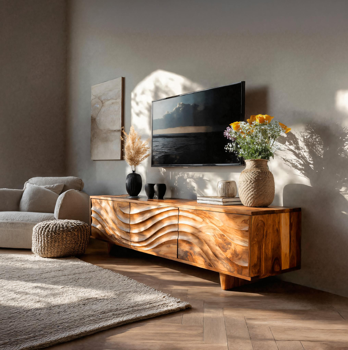 Contemporary TV Cabinet With Storage Drawers For Living - view 4