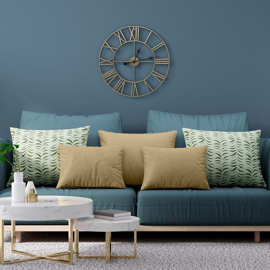 24 Inch Round Black Powder-Coated Metal Wall Clock With Gold-Tone Hands