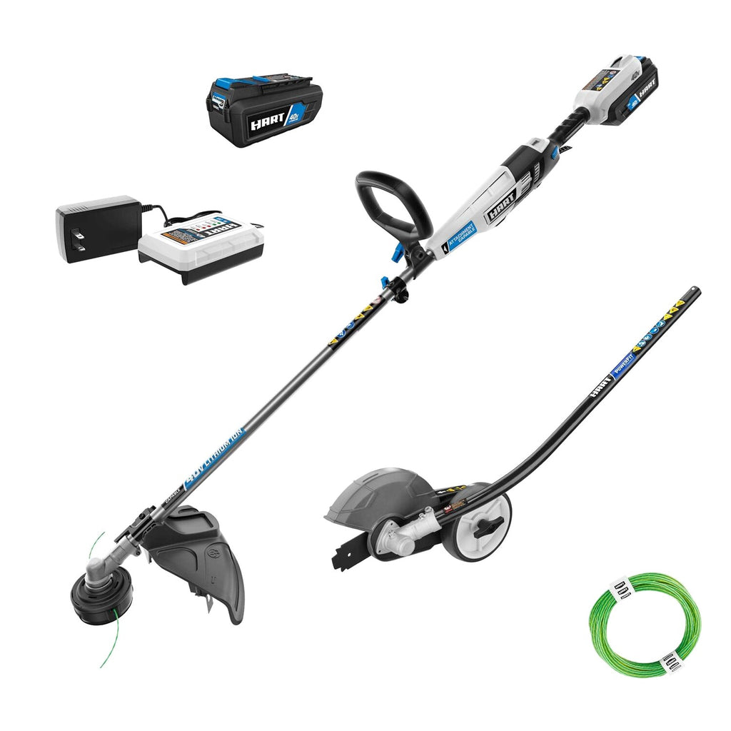HART 40-Volt Cordless Attachment Capable 15-Inch String Trimmer Kit With Edger Attachment