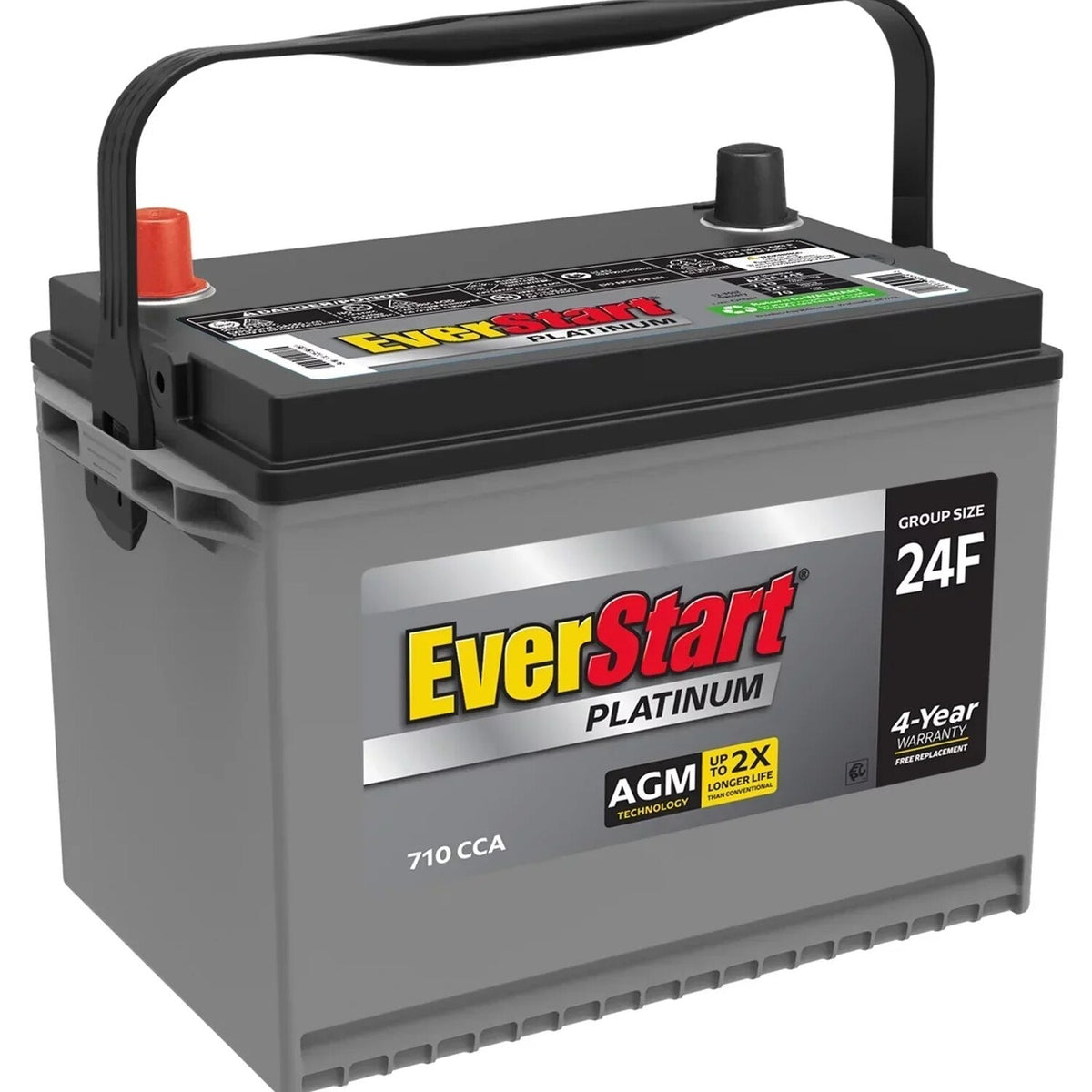 EverStart Platinum AGM Automotive Battery, Group Size 24F, 12 Volt, 750 CCA