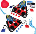Floating Pool Cornhole Game, Foam, 30 x 26 x 15 Inches, 10 Pieces, Red Blue Black