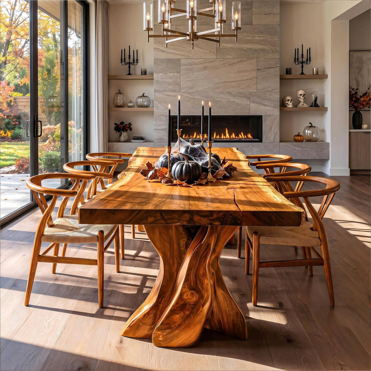 Contemporary Halloween Dining Table With Artistic Tree Form Base For Dining Room - view 3