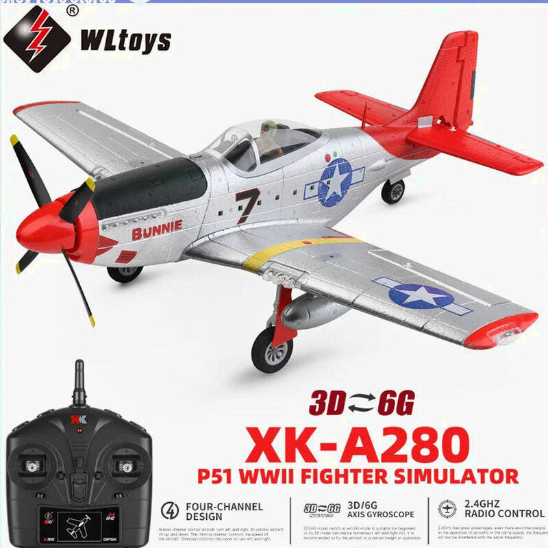 RC Plane 2.4G 4CH 3D6G P51 Fighter 56CM x 49CM - A280