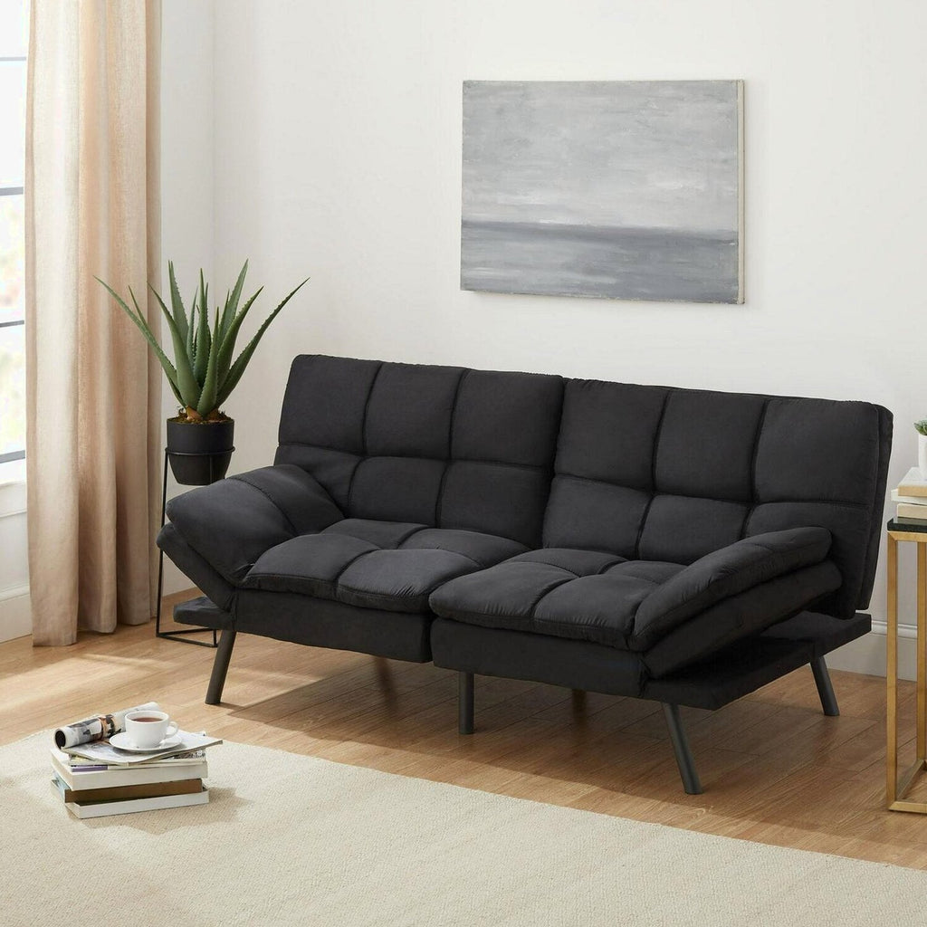 Mainstays Memory Foam Futon, Black Faux Suede Fabric, Full - MS95-010-107-02