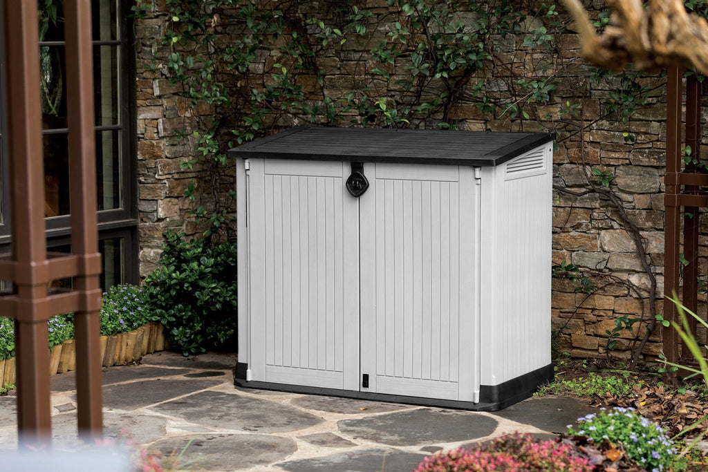 Keter S.I.O. Midi 4.3' x 2.3' x 3.7' Horizontal Resin Outdoor Storage Shed, Grey