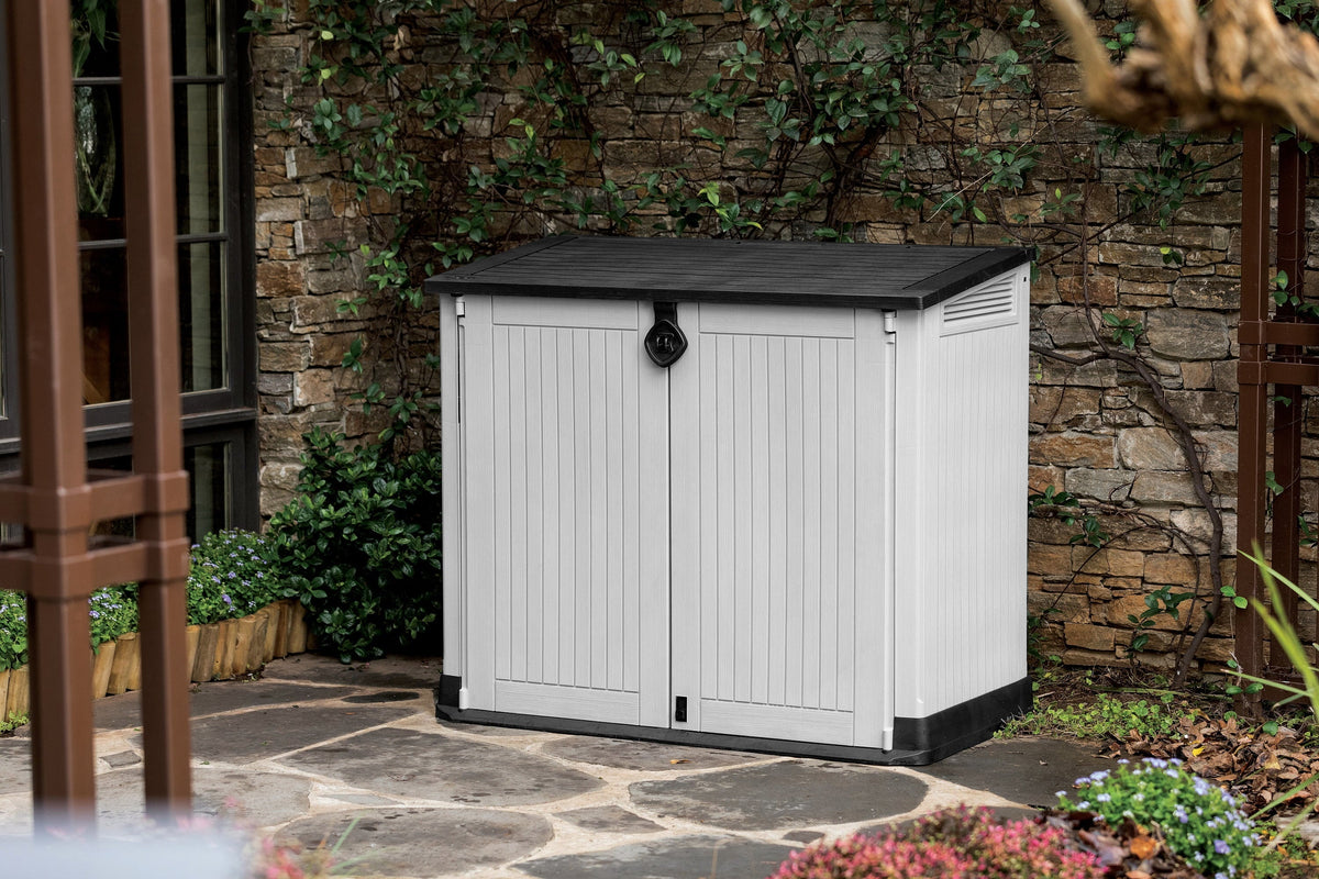 Keter S.I.O. Midi 4.3' x 2.3' x 3.7' Horizontal Resin Outdoor Storage Shed, Grey