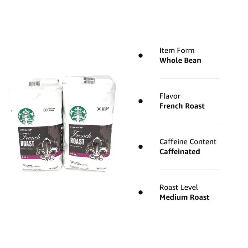 Starbucks French Roast Whole Bean Coffee, 80 Oz, 2 x 40 Oz Packs