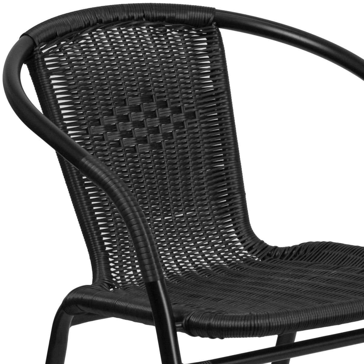 Emma + Oliver Indoor/Outdoor Stacking Rattan Patio Chairs, Set of 2, Gray