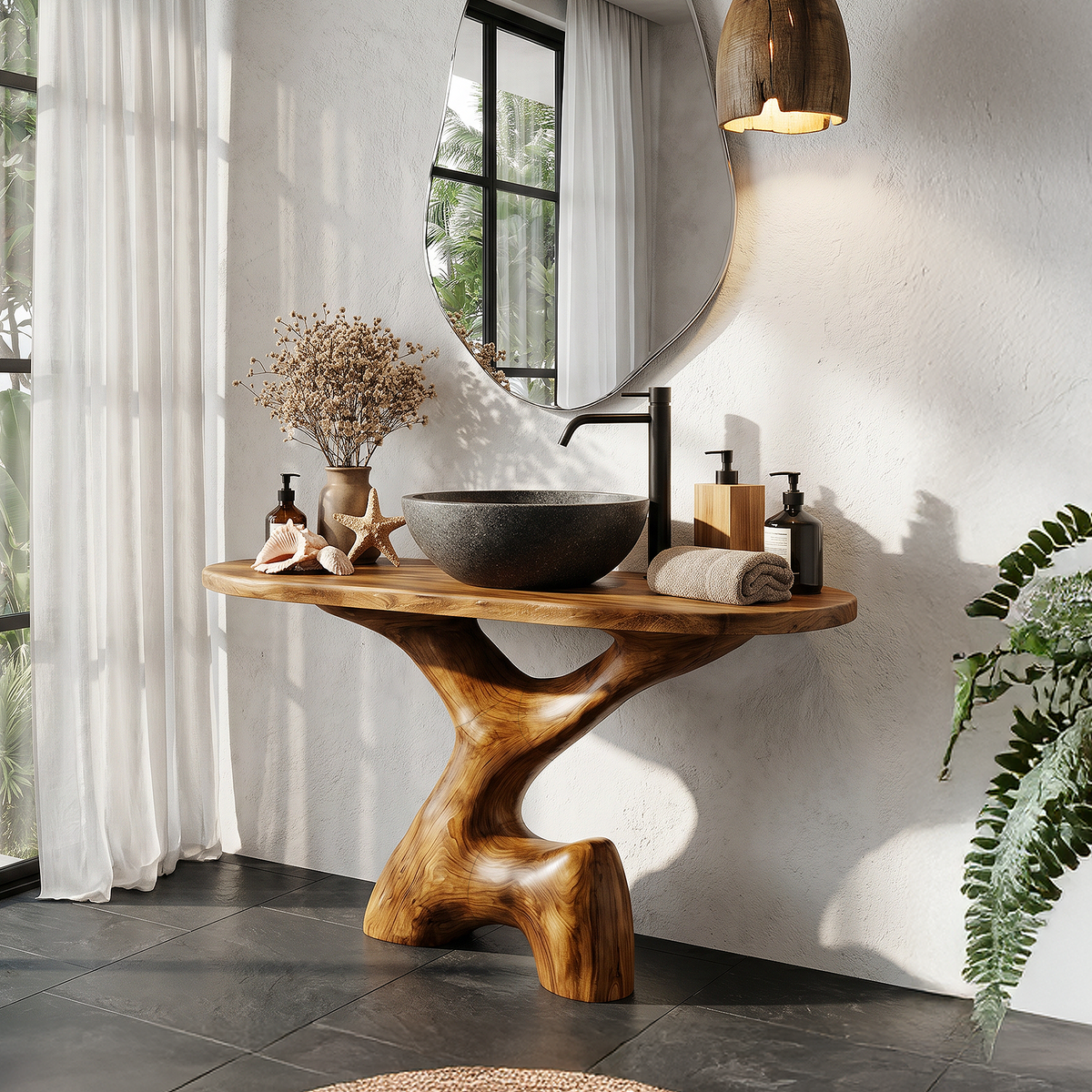 Contemporary Sculptural Bathroom Vanity Freestanding Sink Console - view 3