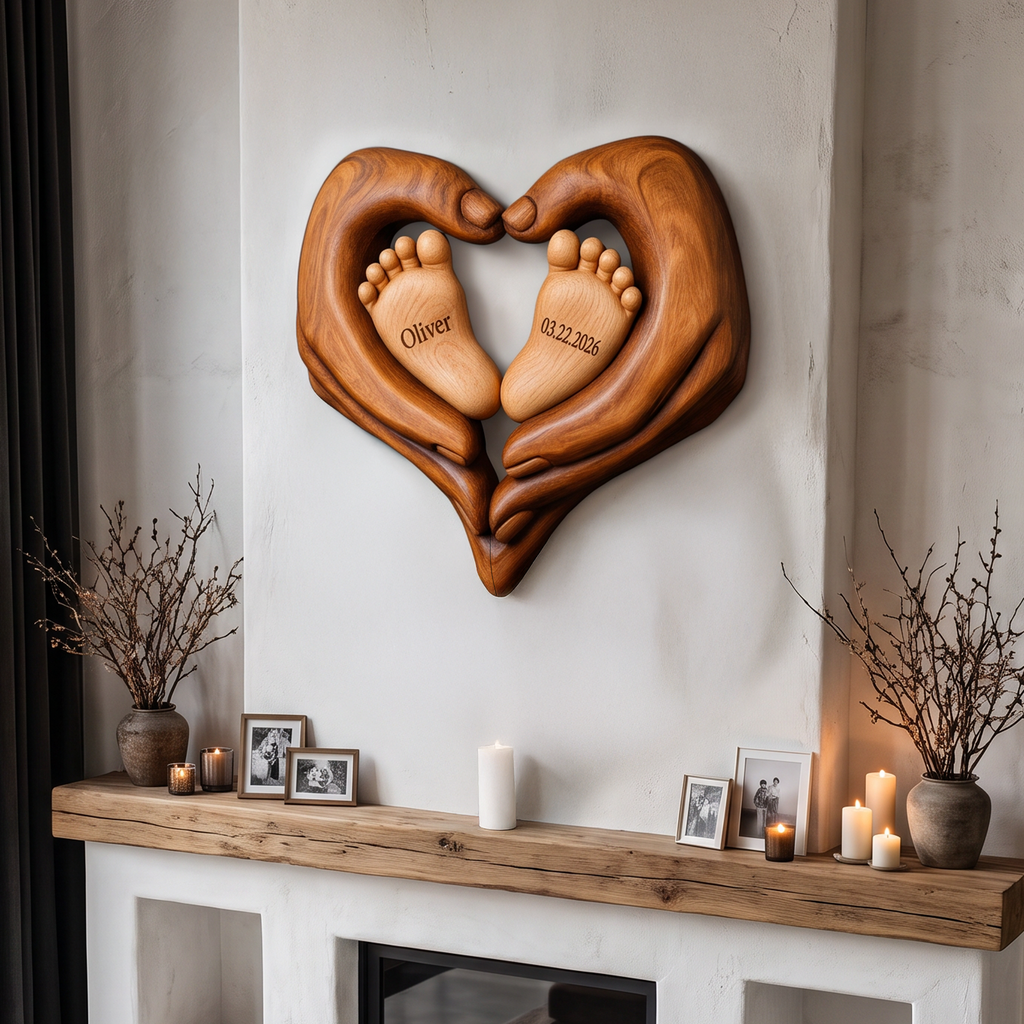 Contemporary Personalized Baby Wall Decor With Sculptural Baby Feet Design For Nursery - view 3