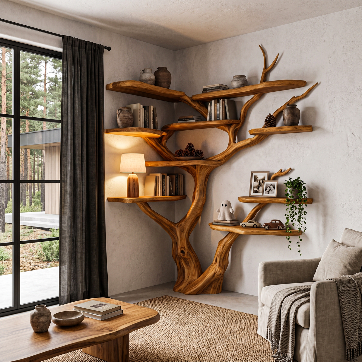 Contemporary Tree Bookshelf With Corner Branch Design For Home Office - view 3