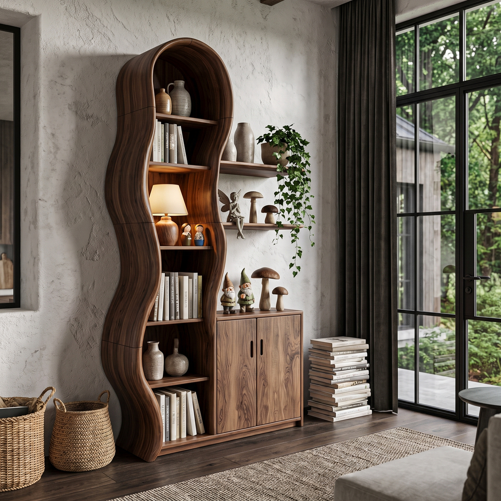 Contemporary Wooden Display Cabinet With Sculptural Branch Frame For Living Room - view 3