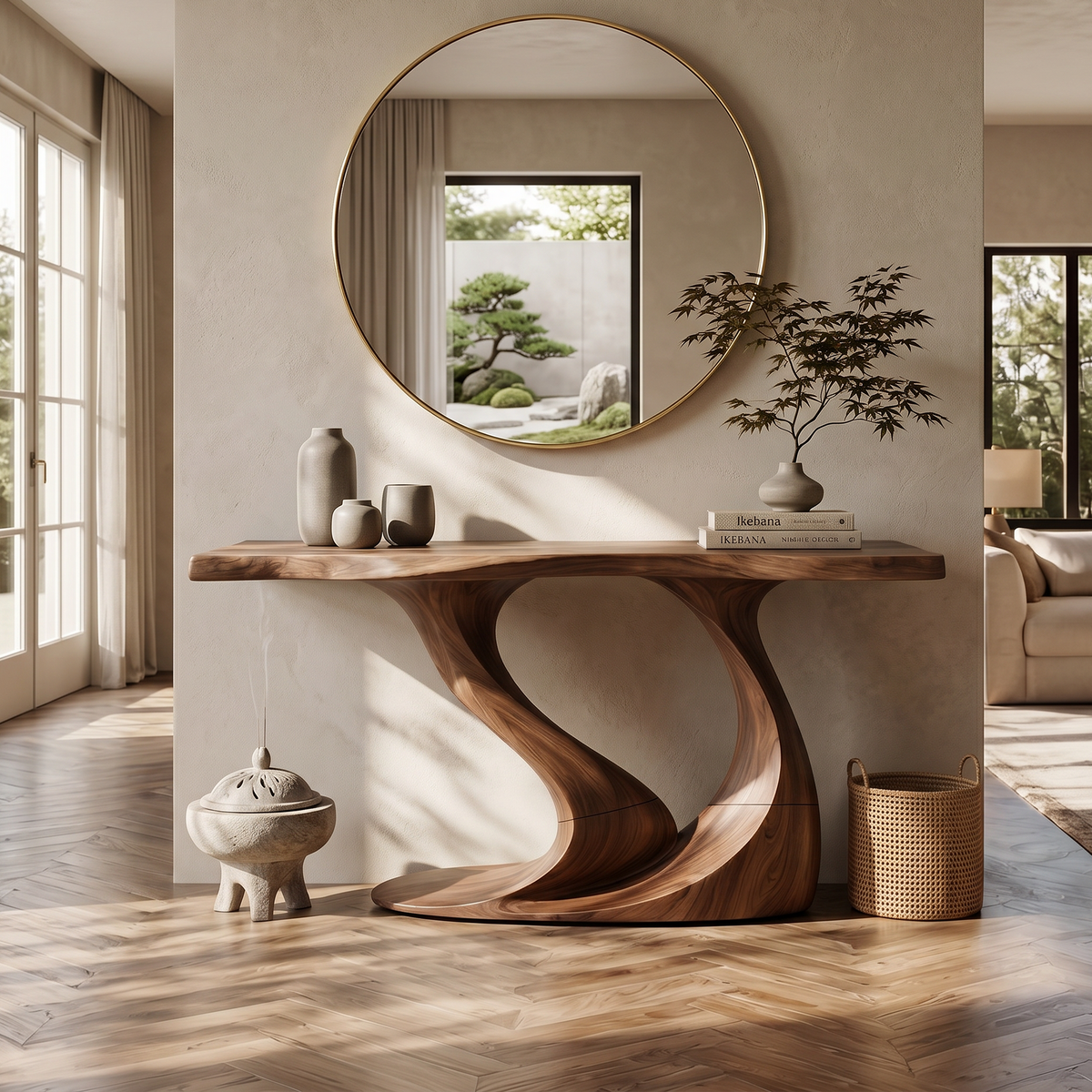 Contemporary Wave Base Console Table Luxury Hallway - view 3