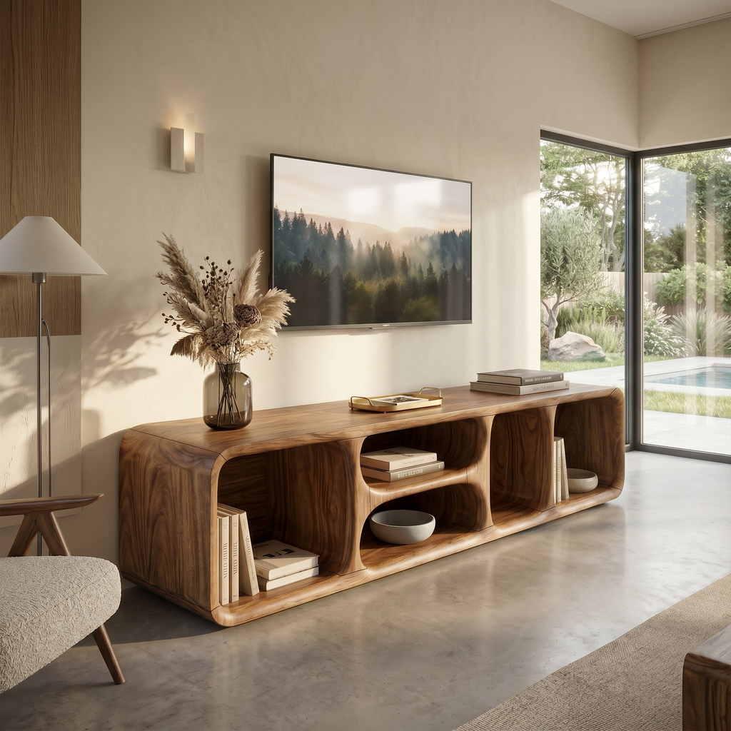 Contemporary Wooden TV Unit Luxury Interior - view 3
