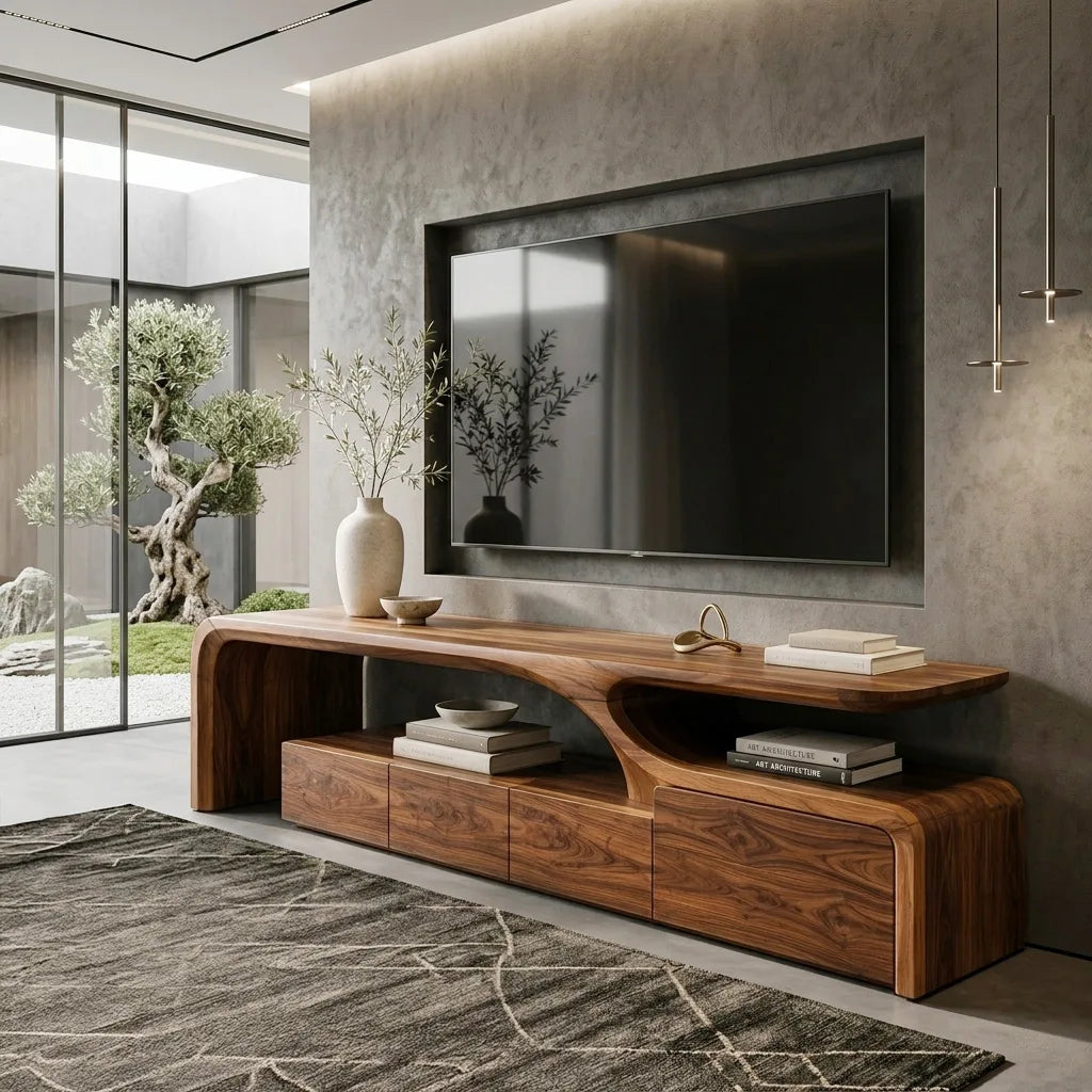 Contemporary Sculptural TV Console For Living Room - view 3