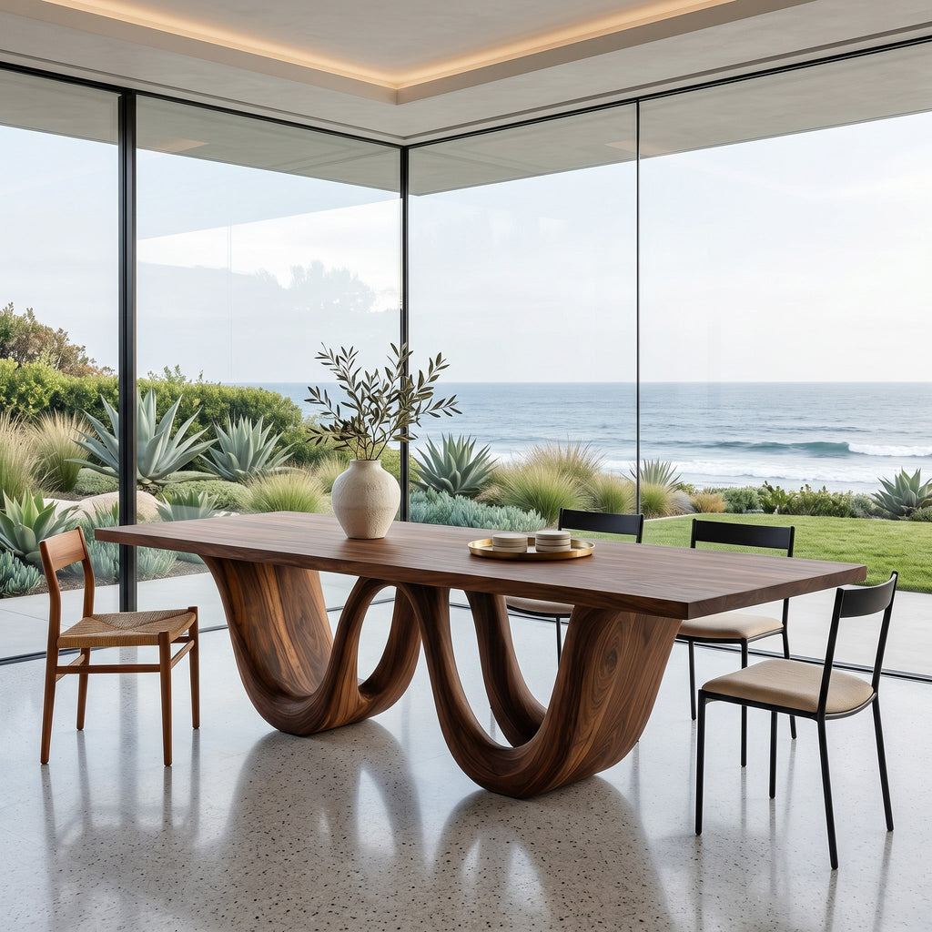 Contemporary Two Wavy Legs Dining Table For Dining Room - view 3