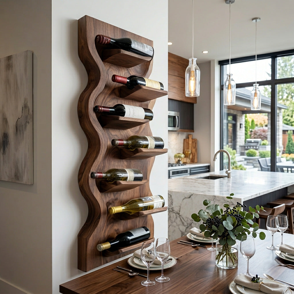 Contemporary Wooden Wine Rack For Dining Room Wall Storage - view 3