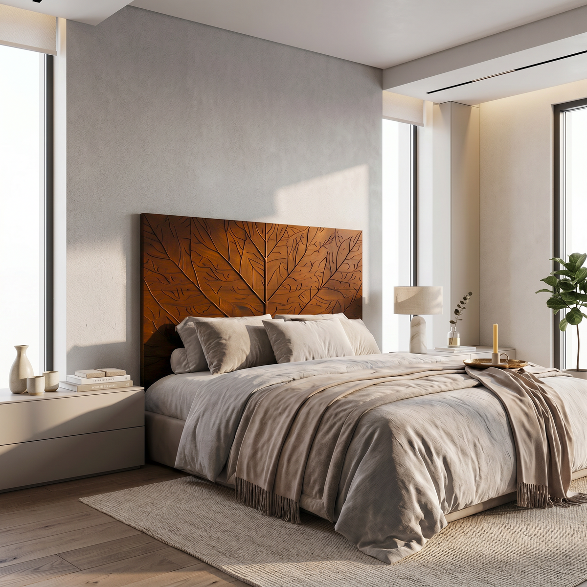 Contemporary Tree Ring Headboard Wooden Bed Headboard For Bedroom - view 3