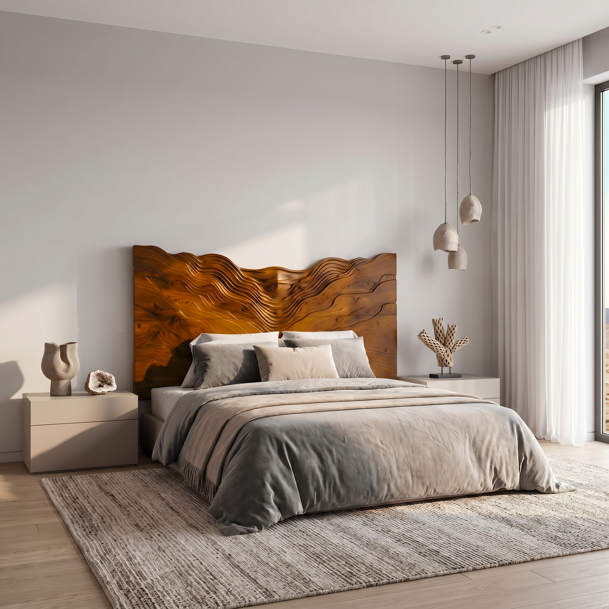 Contemporary Mountain Range Headboard Wooden Bed Headboard For Bedroom - view 3