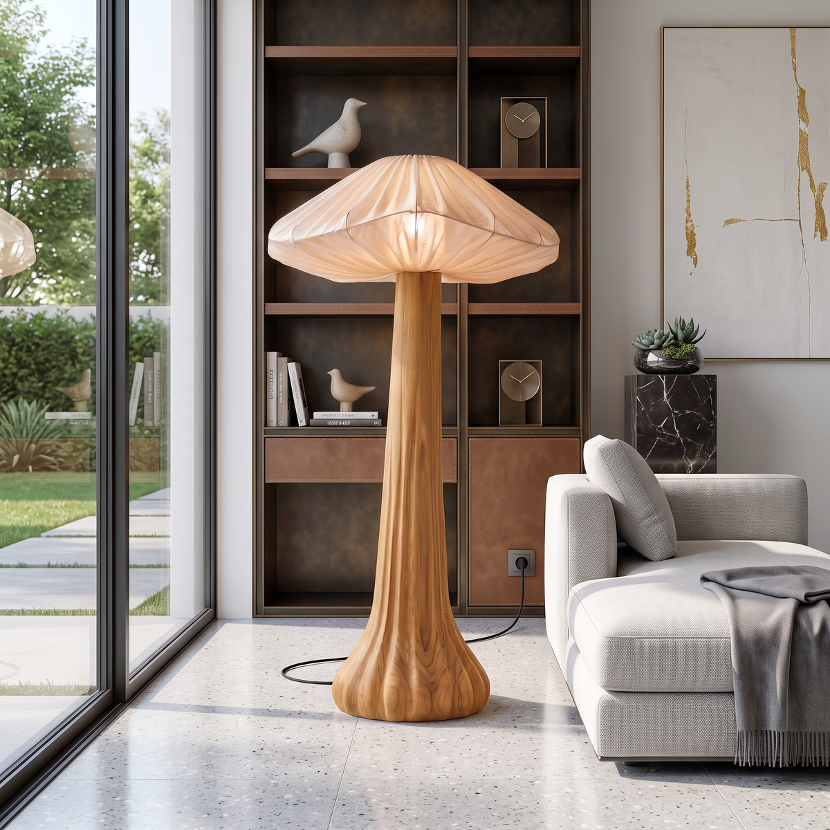 Contemporary Floor Lamp Organic Mushroom Design Reading Corner - view 3