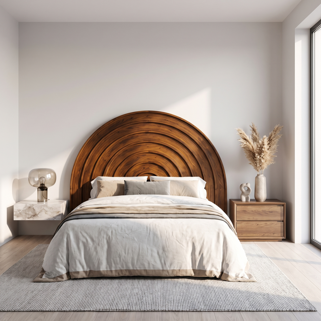 Contemporary Arched Headboard Wooden Bed Headboard For Bedroom - view 3