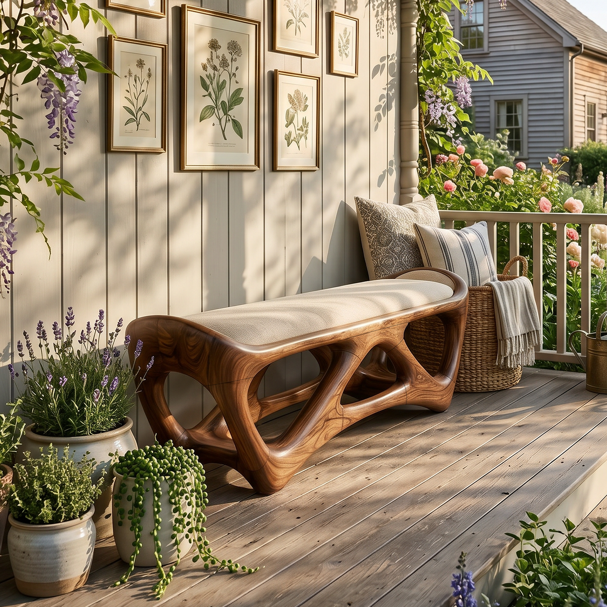 Designer Wooden Bench Creative Studio - view 3